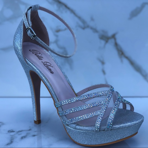 Shoe Love Shoetique Shoes - Bridal Glitter Rhinestone Platform Heels